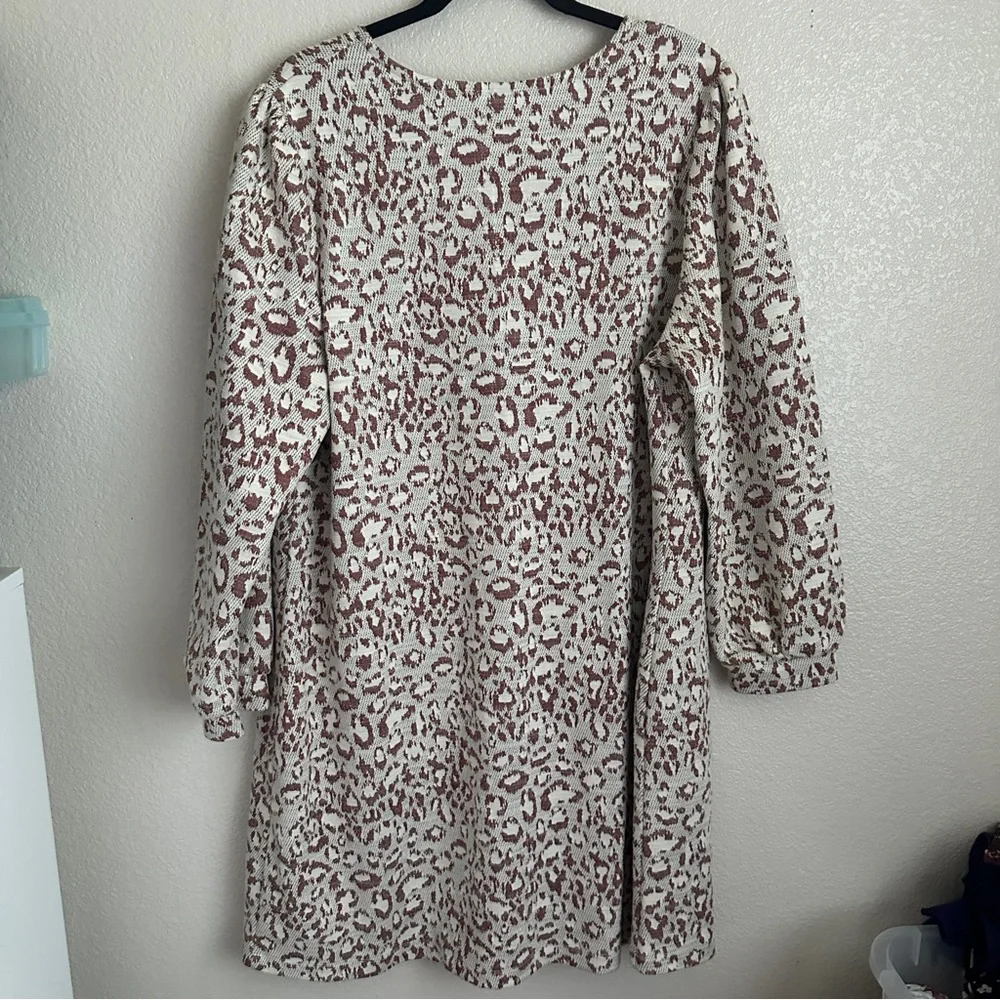 Anthropologie Dolan Neutral‎ Leopard Print Knit Dress Sz 1X - Picture 9 of 12